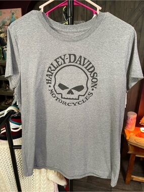 Harley-Davidson Gray Skull Circle Logo Short Sleeve Tee